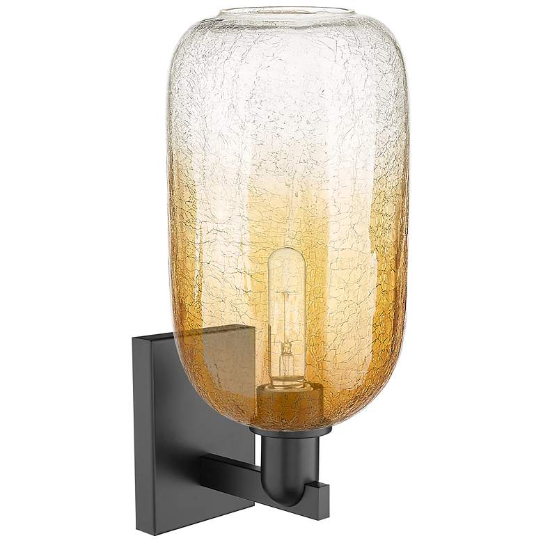 Image 2 Brookhaven Cloche 16.75" High Matte Black Wall Sconce With Amber Shade more views
