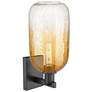 2_Brookhaven Cloche 16.75" High Matte Black Wall Sconce With Amber Shade more views