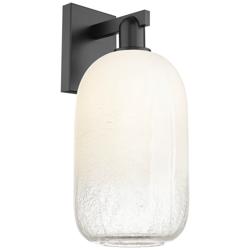 Brookhaven Cloche 16.75" High Matte Black Wall Sconce With Opal Shade