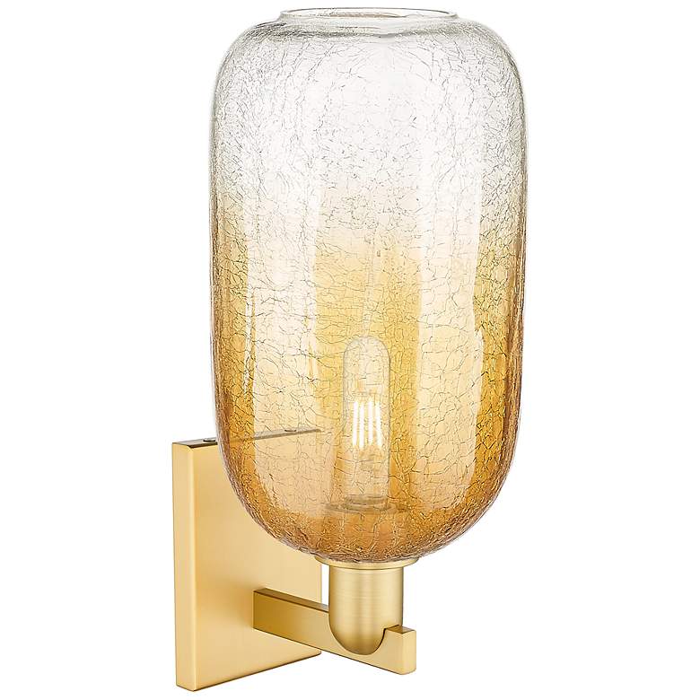 Image 2 Brookhaven Cloche 16.75" High Satin Gold Wall Sconce With Amber Shade more views