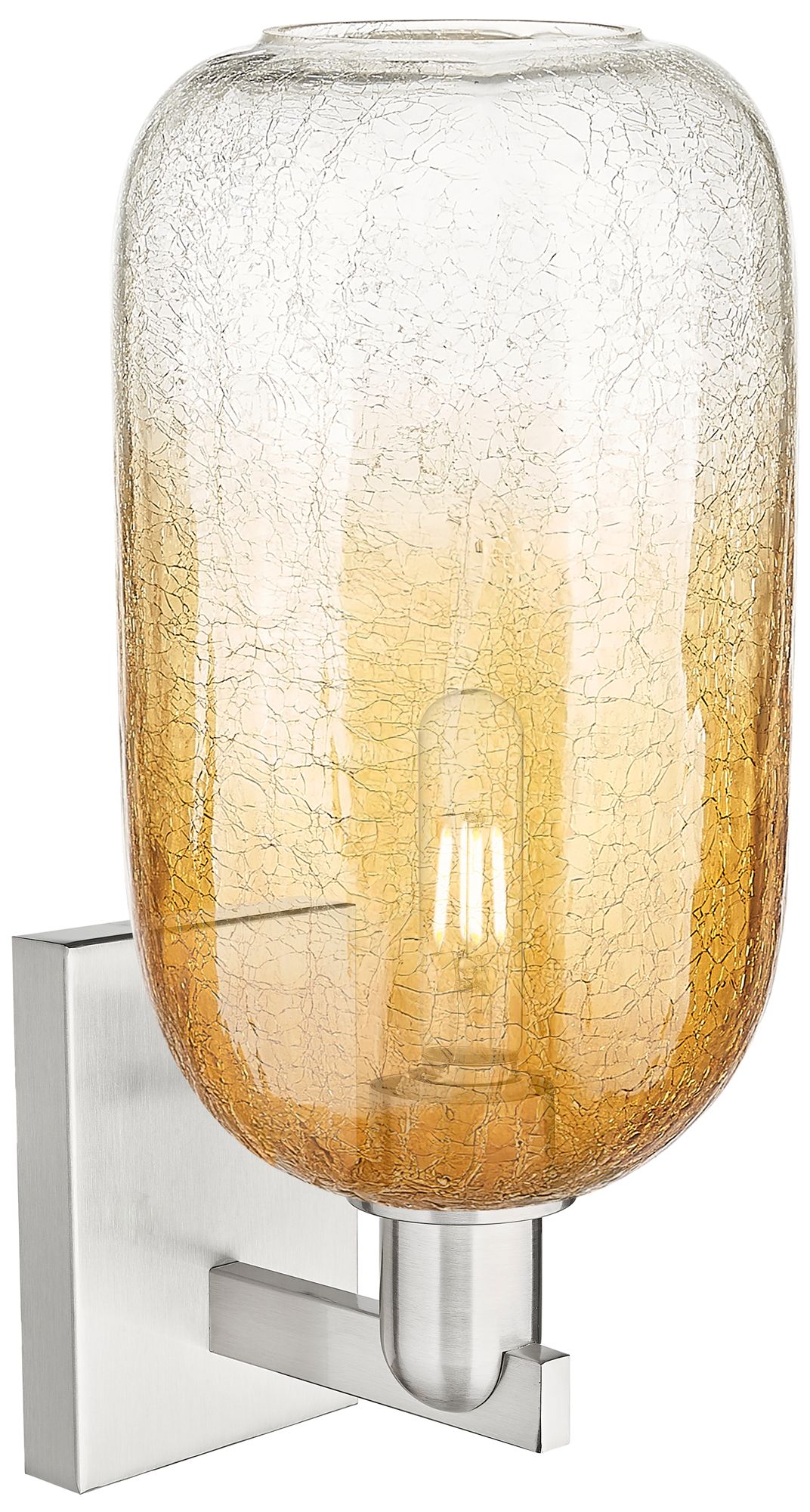 Image 2 Brookhaven Cloche 16.75"H Satin Nickel Wall Sconce w/ Amber Shade more views