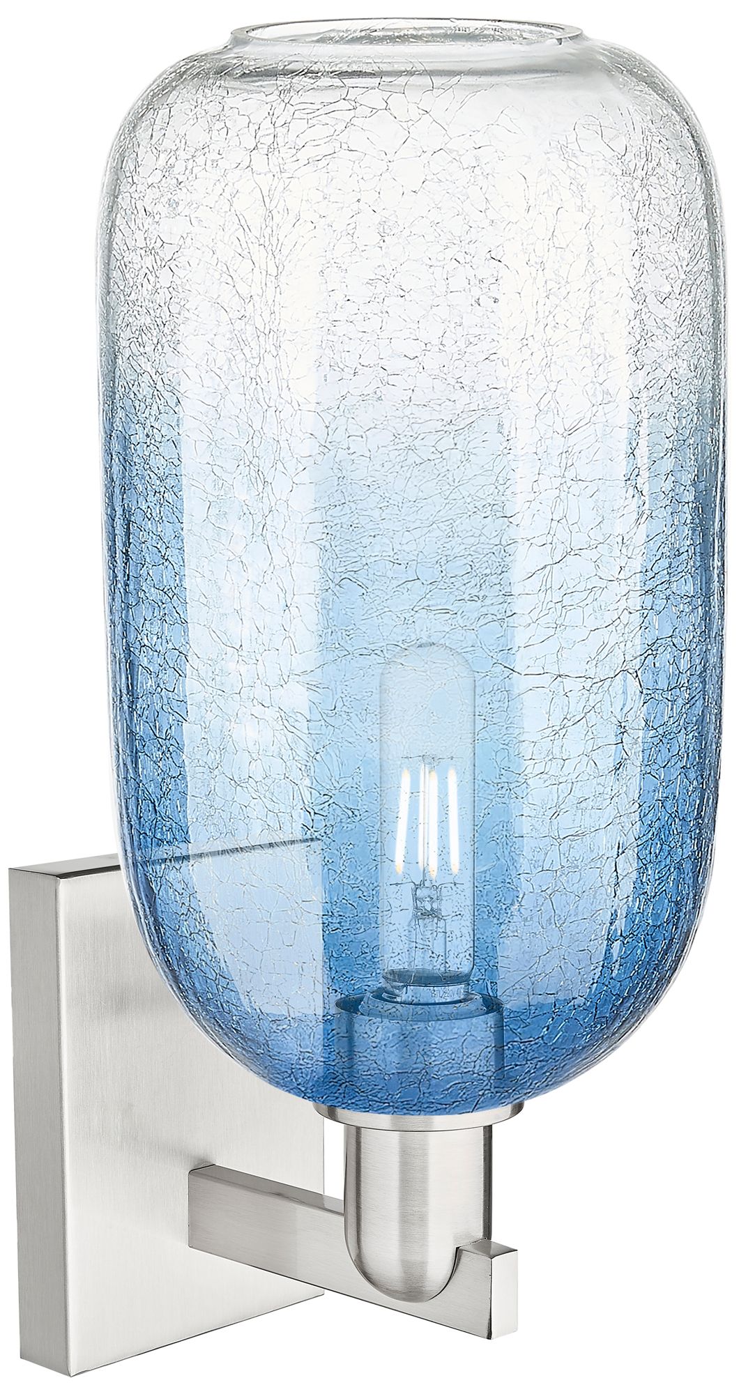 Image 2 Brookhaven Cloche 16.75"H Satin Nickel Wall Sconce w/ Sapphire Shade more views