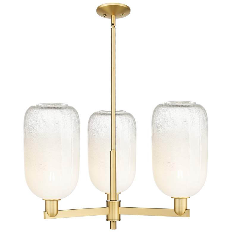 Image 1 Brookhaven Cloche 17.5"W 3-Lt Satin Gold Stem Chandelier w/ Opal Shade