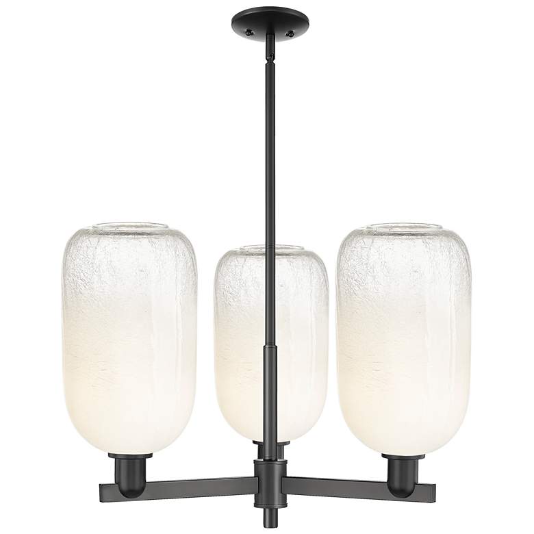Image 1 Brookhaven Cloche 18"W 3 Light Black Stem Chandelier w/ Opal Shade