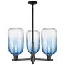Brookhaven Cloche 18"W 3 Light Black Stem Chandelier w/ Sapphire Shade
