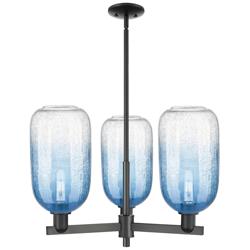 Brookhaven Cloche 18"W 3 Light Black Stem Chandelier w/ Sapphire Shade