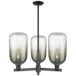 Brookhaven Cloche 18"W 3 Light Black Stem Chandelier w/ Slate Shade