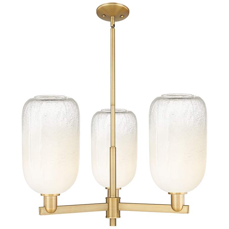 Image 1 Brookhaven Cloche 18"W 3 Light Brass Stem Chandelier w/ Opal Shade