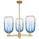 Brookhaven Cloche 18"W 3 Light Brass Stem Chandelier w/ Sapphire Shade