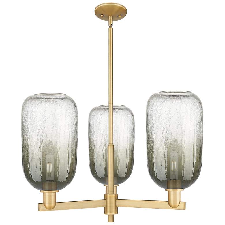 Image 1 Brookhaven Cloche 18"W 3 Light Brass Stem Chandelier w/ Slate Shade