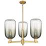 Brookhaven Cloche 18"W 3 Light Brass Stem Chandelier w/ Slate Shade