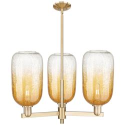 Brookhaven Cloche 18"W 3 Light Champagne Stem Chandelier w/ Amber Shade