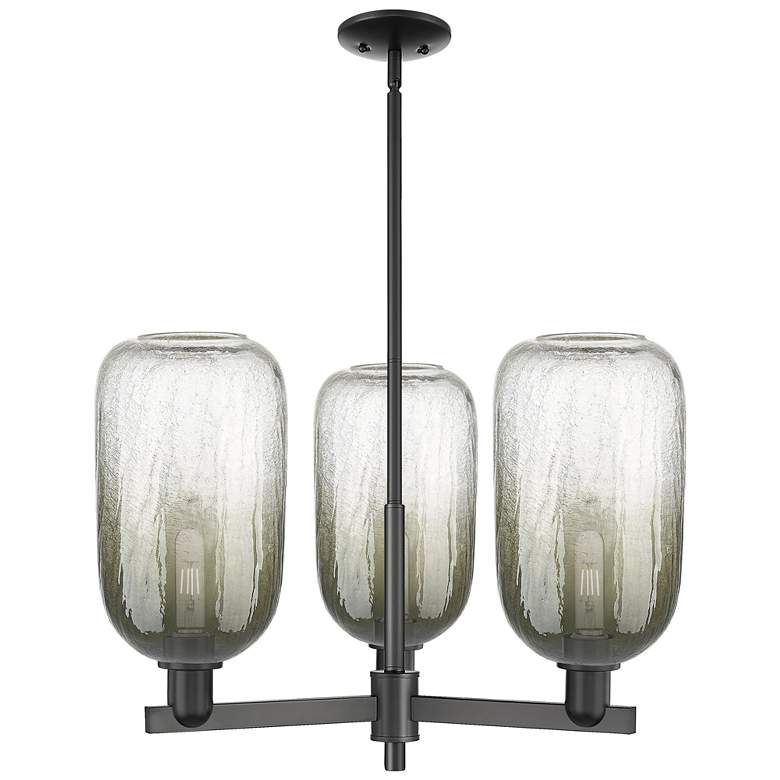 Image 1 Brookhaven Cloche 18"W 3 Light Champagne Stem Chandelier w/ Slate Shade