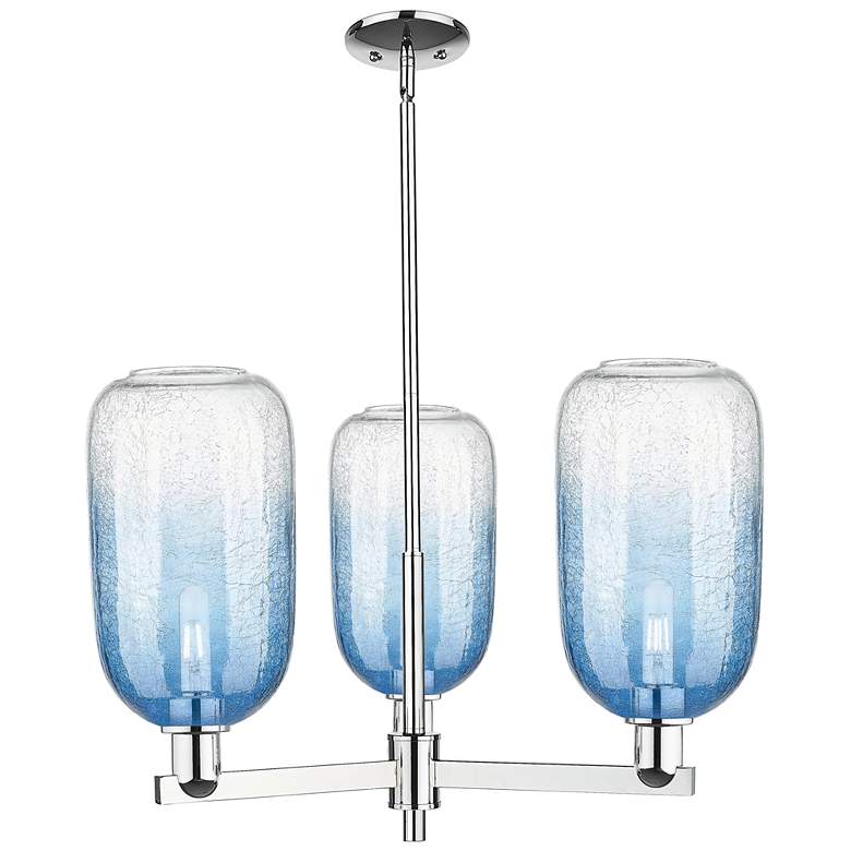 Image 1 Brookhaven Cloche 18"W 3 Light Chrome Stem Chandelier w/ Sapphire Shade