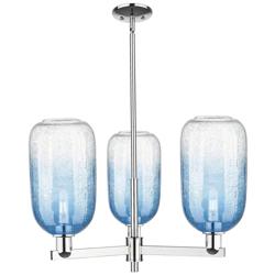 Brookhaven Cloche 18"W 3 Light Chrome Stem Chandelier w/ Sapphire Shade