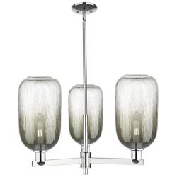 Brookhaven Cloche 18"W 3 Light Chrome Stem Chandelier With Slate Shade