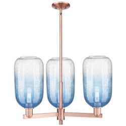 Brookhaven Cloche 18"W 3 Light Copper Stem Chandelier w/ Sapphire Shade