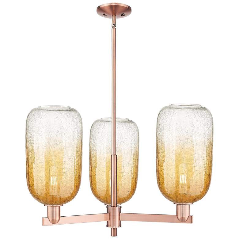 Image 1 Brookhaven Cloche 18"W 3 Light Copper Stem Chandelier With Amber Shade