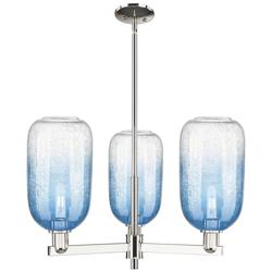 Brookhaven Cloche 18"W 3 Light Nickel Stem Chandelier w/ Sapphire Shade