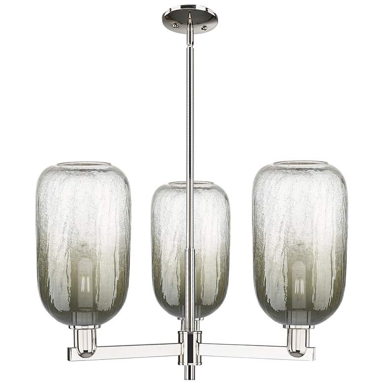 Image 1 Brookhaven Cloche 18"W 3 Light Nickel Stem Chandelier w/ Slate Shade
