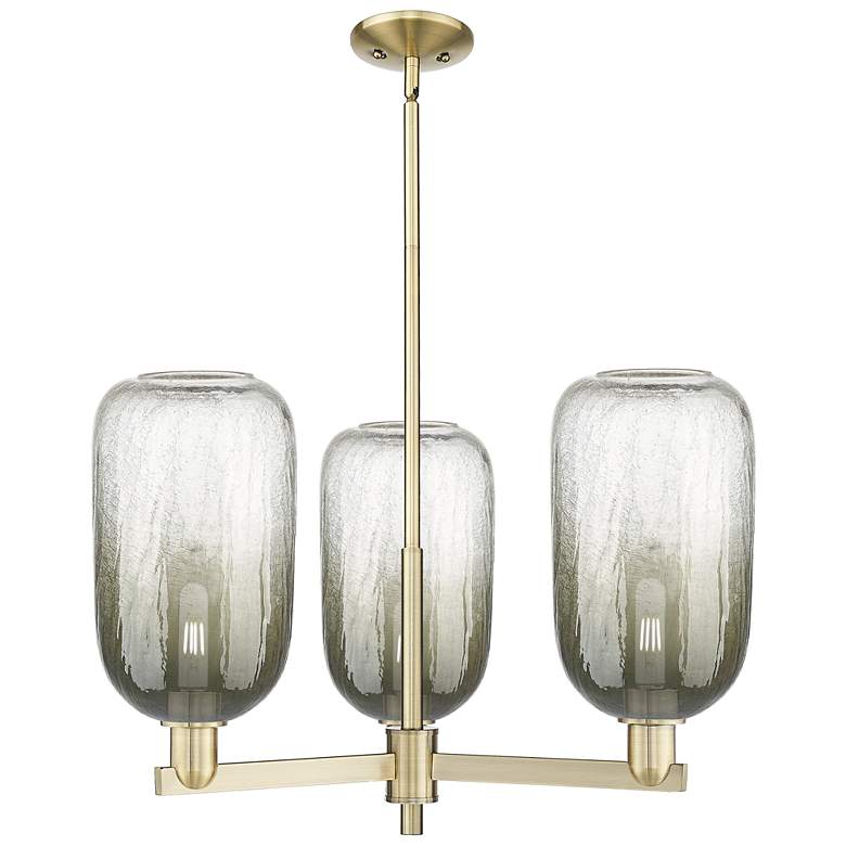 Image 1 Brookhaven Cloche 18"W 3-Lt Antique Brass Stem Chandelier w/ Slate Shade