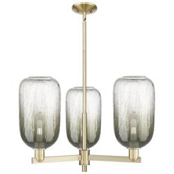 Brookhaven Cloche 18"W 3-Lt Antique Brass Stem Chandelier w/ Slate Shade