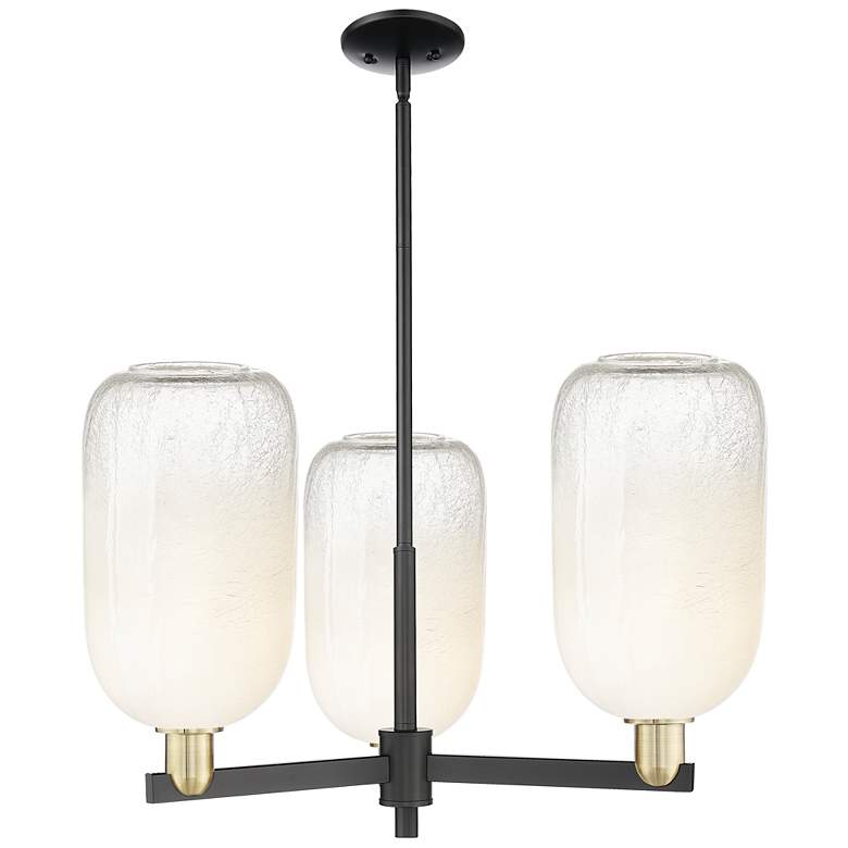 Image 1 Brookhaven Cloche 18"W 3-Lt Black Brass Stem Chandelier w/ Opal Shade