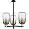 Brookhaven Cloche 18"W 3-Lt Black Brass Stem Chandelier w/ Slate Shade