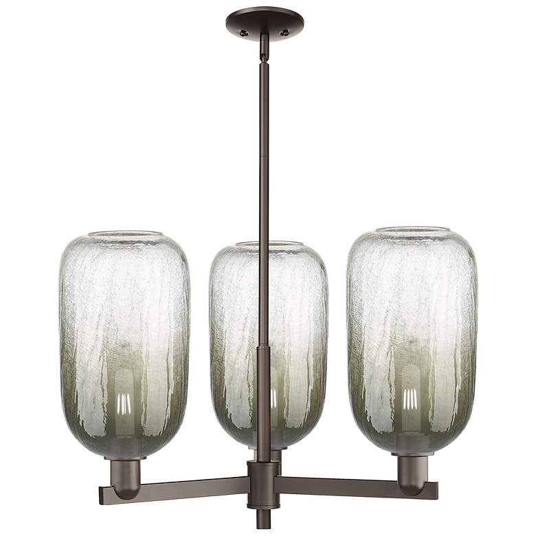 Image 1 Brookhaven Cloche 18"W 3-Lt Oiled Bronze Stem Chandelier w/ Slate Shade