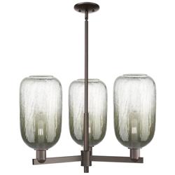 Brookhaven Cloche 18"W 3-Lt Oiled Bronze Stem Chandelier w/ Slate Shade