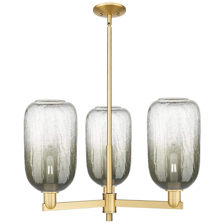 Image 1 Brookhaven Cloche 18"W 3-Lt Satin Gold Stem Chandelier w/ Slate Shade