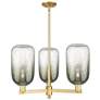 Brookhaven Cloche 18"W 3-Lt Satin Gold Stem Chandelier w/ Slate Shade