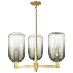 Brookhaven Cloche 18"W 3-Lt Satin Gold Stem Chandelier w/ Slate Shade