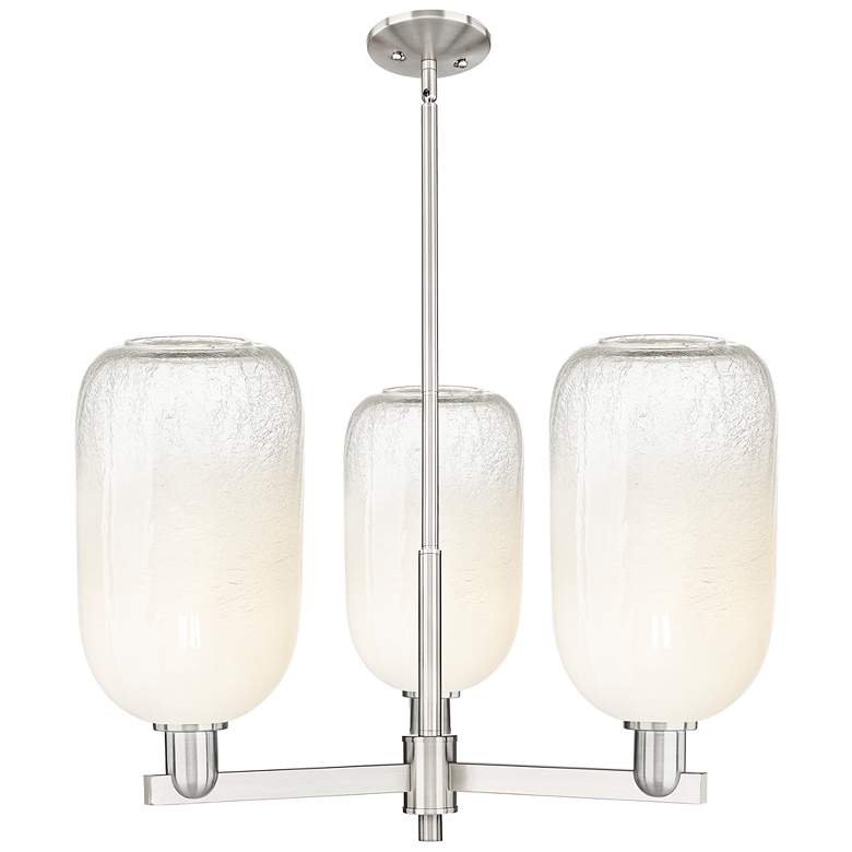 Image 1 Brookhaven Cloche 18"W 3-Lt Satin Nickel Stem Chandelier w/ Opal Shade