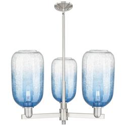 Brookhaven Cloche 18"W 3-Lt Satin Nickel Stem Chandelier w/ Sapphire Shade