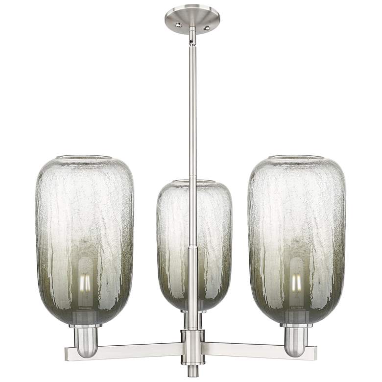 Image 1 Brookhaven Cloche 18"W 3-Lt Satin Nickel Stem Chandelier w/ Slate Shade