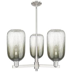 Brookhaven Cloche 18"W 3-Lt Satin Nickel Stem Chandelier w/ Slate Shade