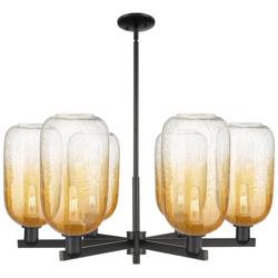 Brookhaven Cloche 24"W 6 Light Black Stem Chandelier w/ Amber Shade