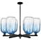 Brookhaven Cloche 24"W 6 Light Black Stem Chandelier w/ Sapphire Shade