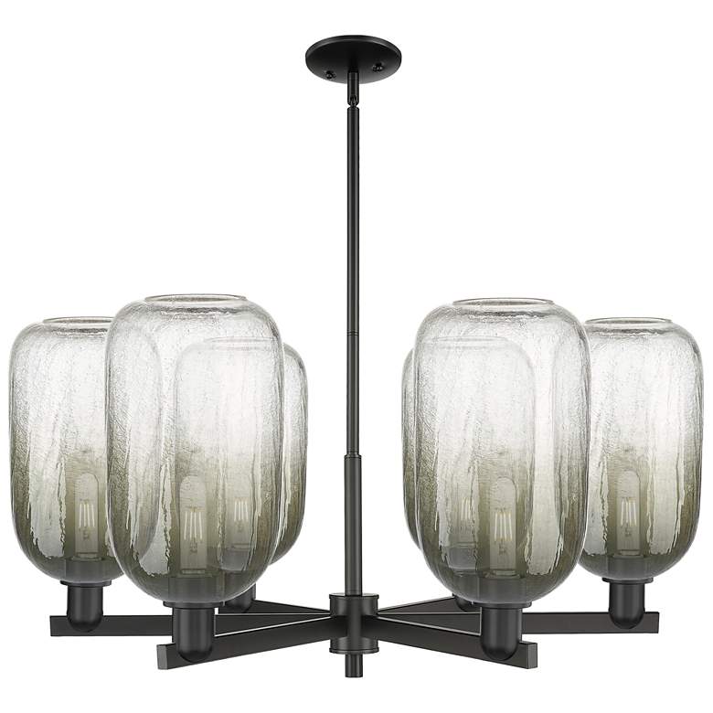 Image 1 Brookhaven Cloche 24"W 6 Light Black Stem Chandelier w/ Slate Shade