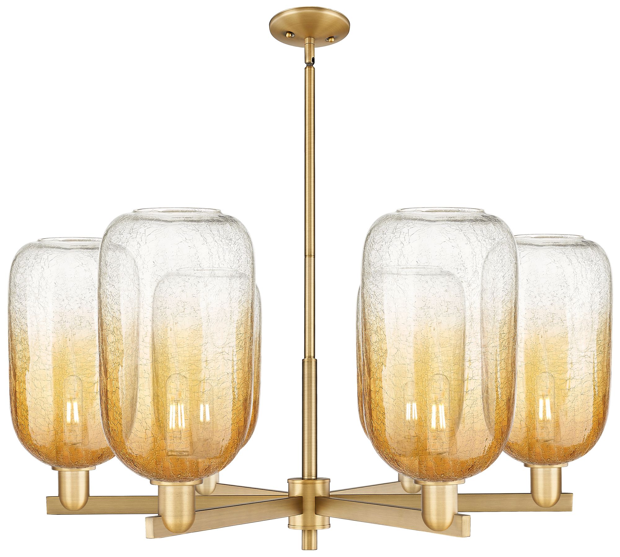 Brookhaven Cloche 24"W 6 Light Brass Stem Chandelier w/ Amber Shade
