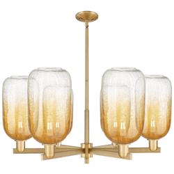 Brookhaven Cloche 24"W 6 Light Brass Stem Chandelier w/ Amber Shade