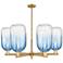 Brookhaven Cloche 24"W 6 Light Brass Stem Chandelier w/ Sapphire Shade