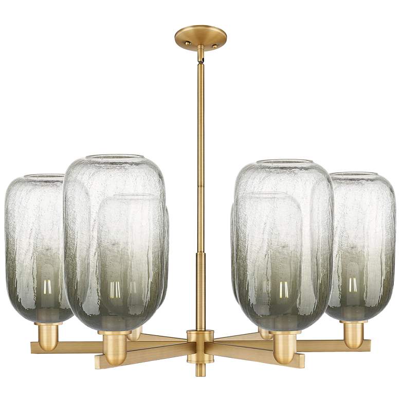 Image 1 Brookhaven Cloche 24"W 6 Light Brass Stem Chandelier w/ Slate Shade