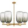 Brookhaven Cloche 24"W 6 Light Brass Stem Chandelier w/ Slate Shade
