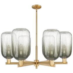 Brookhaven Cloche 24"W 6 Light Brass Stem Chandelier w/ Slate Shade