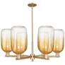 Brookhaven Cloche 24"W 6 Light Champagne Stem Chandelier w/ Amber Shade