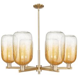 Brookhaven Cloche 24"W 6 Light Champagne Stem Chandelier w/ Amber Shade