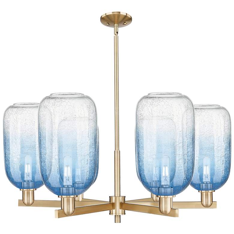Image 1 Brookhaven Cloche 24"W 6 Light Champagne Stem Chandelier w/ Clear Shade