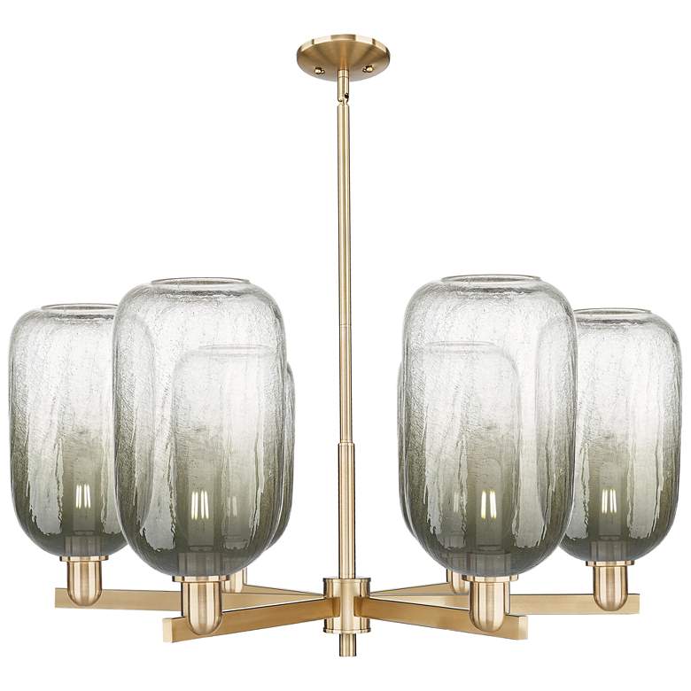 Image 1 Brookhaven Cloche 24"W 6 Light Champagne Stem Chandelier w/ Slate Shade